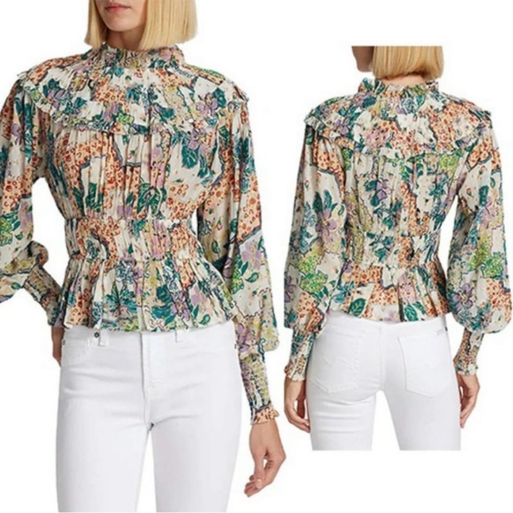 NWOT Love The Label floral peplum blouse